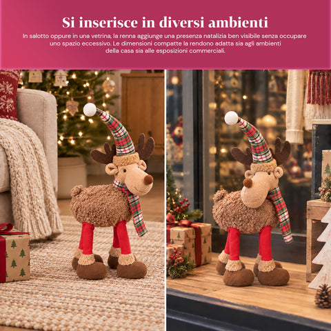 Rena natalícia grande de 63 cm em peluche macio – decoração de Natal com patas pesadas | 4 cores