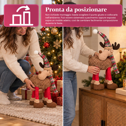 Rena natalícia grande de 63 cm em peluche macio – decoração de Natal com patas pesadas | 4 cores