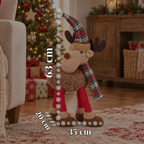 Rena natalícia grande de 63 cm em peluche macio – decoração de Natal com patas pesadas | 4 cores