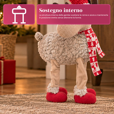 Rena natalícia grande de 63 cm em peluche macio – decoração de Natal com patas pesadas | 4 cores