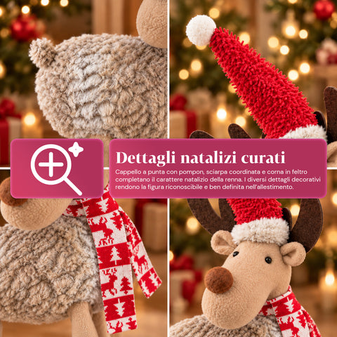 Rena natalícia grande de 63 cm em peluche macio – decoração de Natal com patas pesadas | 4 cores