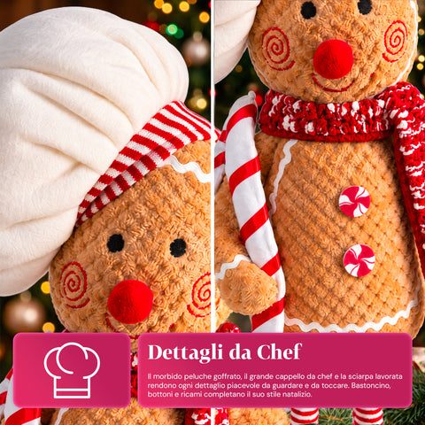 Boneco de gengibre natalício expansível de 50-80 cm, decoração de Natal em peluche com pernas telescópicas, 2 variantes