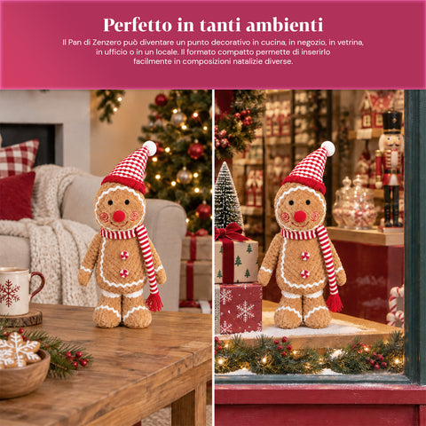 Boneco Gingerbread em peluche de 30 ou 40 cm – decoração natalícia com chapéu de chef ou gorro de Natal