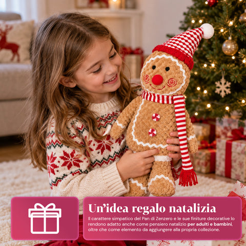 Boneco Gingerbread em peluche de 30 ou 40 cm – decoração natalícia com chapéu de chef ou gorro de Natal