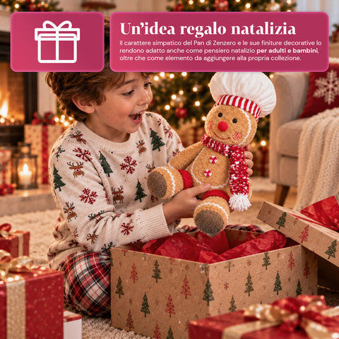 Boneco Gingerbread em peluche de 30 ou 40 cm – decoração natalícia com chapéu de chef ou gorro de Natal