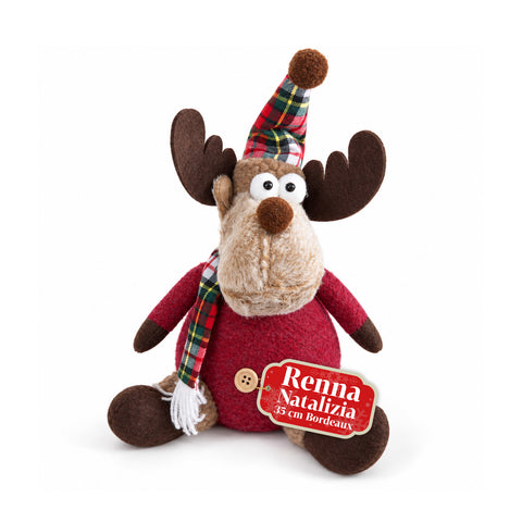 Rena decorativa de Natal em poliéster - ornamento de Natal com base com acabamento arenado, design divertido, 4 variantes de estilo, 2 tamanhos: 35 e 50 cm