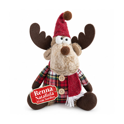 Rena decorativa de Natal em poliéster - ornamento de Natal com base com acabamento arenado, design divertido, 4 variantes de estilo, 2 tamanhos: 35 e 50 cm
