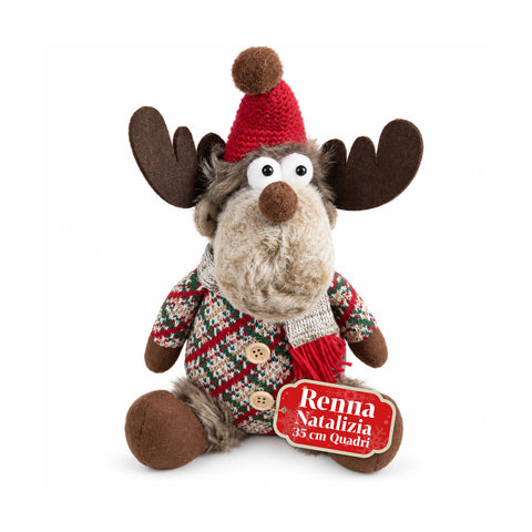 Rena decorativa de Natal em poliéster - ornamento de Natal com base com acabamento arenado, design divertido, 4 variantes de estilo, 2 tamanhos: 35 e 50 cm