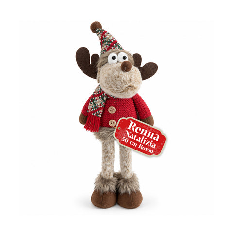 Rena decorativa de Natal em poliéster - ornamento de Natal com base com acabamento arenado, design divertido, 4 variantes de estilo, 2 tamanhos: 35 e 50 cm