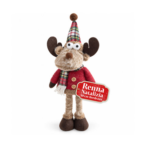 Rena decorativa de Natal em poliéster - ornamento de Natal com base com acabamento arenado, design divertido, 4 variantes de estilo, 2 tamanhos: 35 e 50 cm