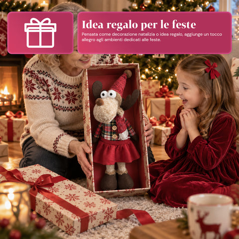 Rena decorativa de Natal em poliéster - ornamento de Natal com base com acabamento arenado, design divertido, 4 variantes de estilo, 2 tamanhos: 35 e 50 cm