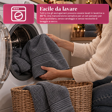 Conjunto de 3 toalhas de banho em 100% algodão – conjunto de banho com toalha de banho de 90x140, toalha de 60x100 e toalha de rosto de 40x60 cm, macias e absorventes, 6 cores