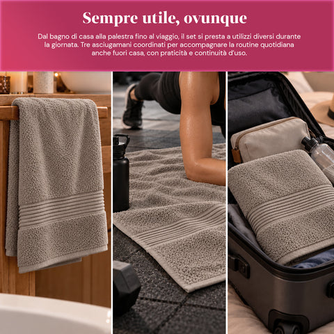 Conjunto de 3 toalhas de banho em 100% algodão – conjunto de banho com toalha de banho de 90x140, toalha de 60x100 e toalha de rosto de 40x60 cm, macias e absorventes, 6 cores