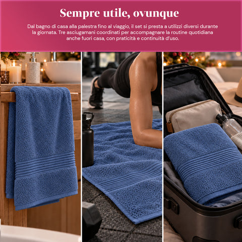 Conjunto de 3 toalhas de banho em 100% algodão – conjunto de banho com toalha de banho de 90x140, toalha de 60x100 e toalha de rosto de 40x60 cm, macias e absorventes, 6 cores