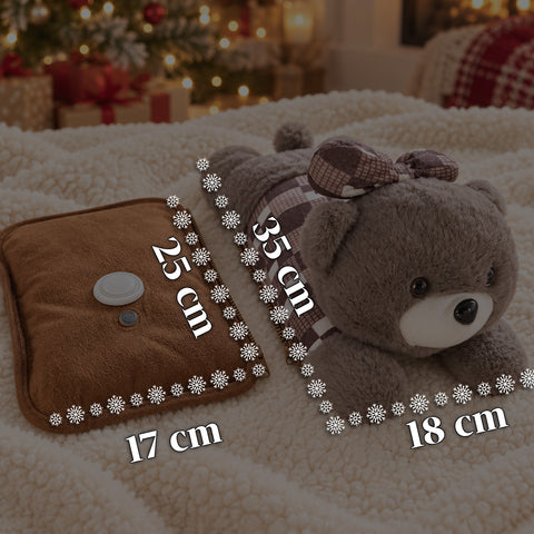 Aquecedor de mãos elétrico de peluche com bolsa térmica recarregável, 2 bolsos, calor durante 4-5 horas, removível com fecho - Blind Box