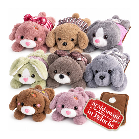Aquecedor de mãos elétrico de peluche com bolsa térmica recarregável, 2 bolsos, calor durante 4-5 horas, removível com fecho - Blind Box