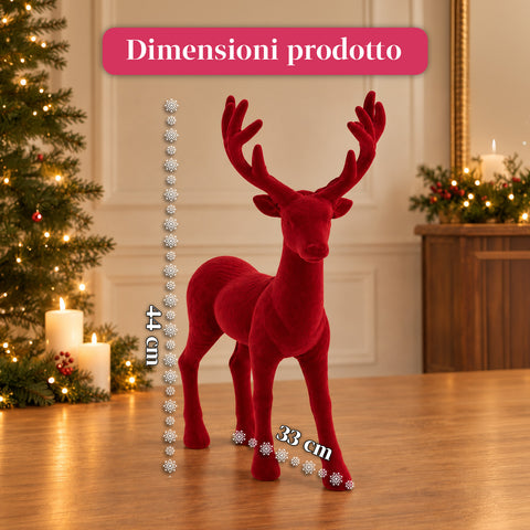 Veado decorativo de 33x44h cm com efeito de veludo, estatueta de rena com design moderno para casa, escritório e montras, decoração de Natal, 6 variantes de cor