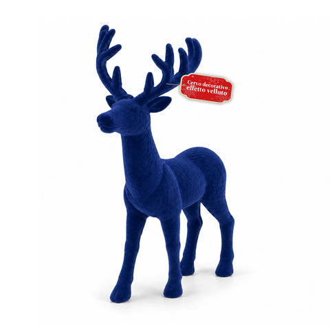 Veado decorativo de 33x44h cm com efeito de veludo, estatueta de rena com design moderno para casa, escritório e montras, decoração de Natal, 6 variantes de cor