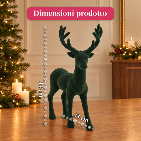 Veado decorativo de 33x44h cm com efeito de veludo, estatueta de rena com design moderno para casa, escritório e montras, decoração de Natal, 6 variantes de cor