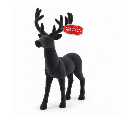 Veado decorativo de 33x44h cm com efeito de veludo, estatueta de rena com design moderno para casa, escritório e montras, decoração de Natal, 6 variantes de cor