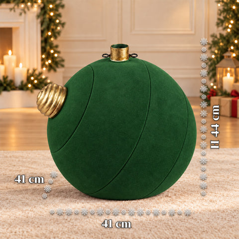 Base para árvore de Natal com bola gigante e efeito de veludo, 41x41x44 cm, para árvores até 180 cm - cobertura de base com encaixe de Ø 4 cm, vermelho bordeaux e verde