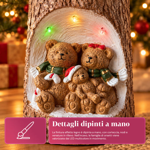 Base em forma de tronco para árvore de Natal com LEDs animados e personagens 3D para árvores até 180 cm - Cobertura da base em ferro e magnésio com encaixe de Ø 4 cm