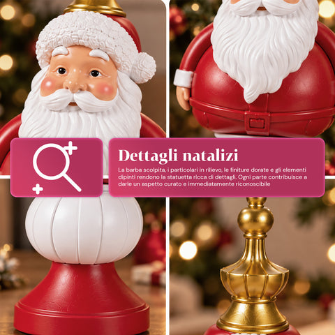 Estatueta de Natal de 35 cm em resina, decoração de Natal com Pai Natal, soldadinho quebra-nozes e ursinho, vermelho ou branco, interior e exterior