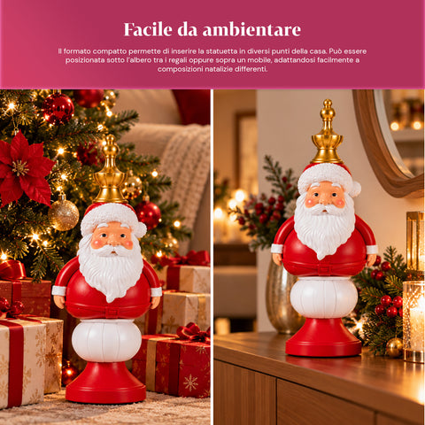 Estatueta de Natal de 35 cm em resina, decoração de Natal com Pai Natal, soldadinho quebra-nozes e ursinho, vermelho ou branco, interior e exterior