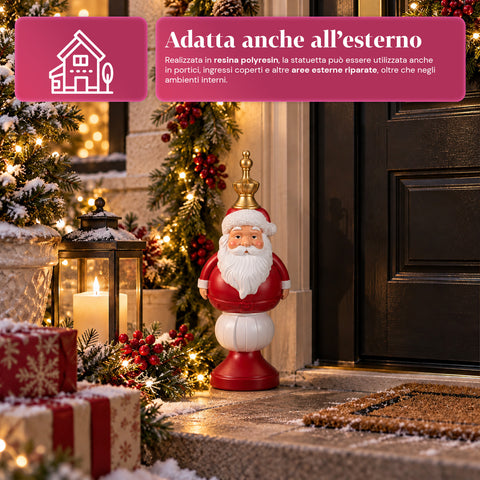 Estatueta de Natal de 35 cm em resina, decoração de Natal com Pai Natal, soldadinho quebra-nozes e ursinho, vermelho ou branco, interior e exterior