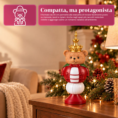 Estatueta de Natal de 35 cm em resina, decoração de Natal com Pai Natal, soldadinho quebra-nozes e ursinho, vermelho ou branco, interior e exterior
