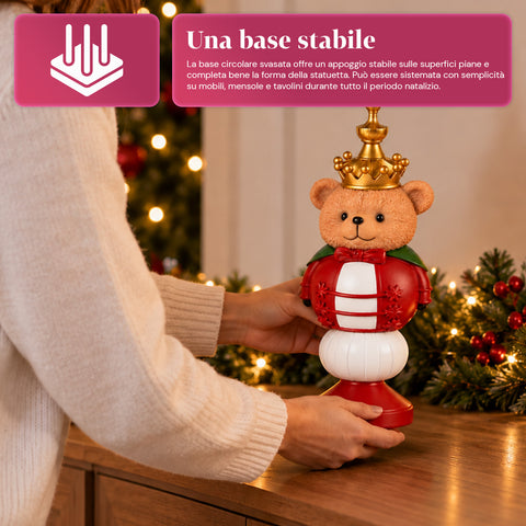 Estatueta de Natal de 35 cm em resina, decoração de Natal com Pai Natal, soldadinho quebra-nozes e ursinho, vermelho ou branco, interior e exterior