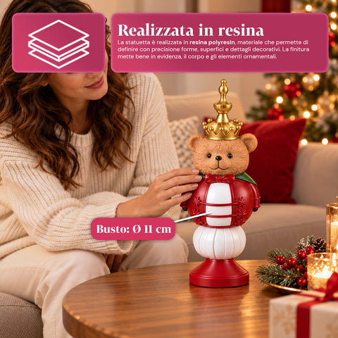 Estatueta de Natal de 35 cm em resina, decoração de Natal com Pai Natal, soldadinho quebra-nozes e ursinho, vermelho ou branco, interior e exterior