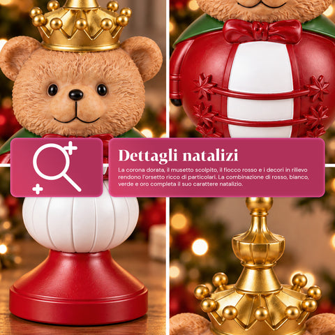 Estatueta de Natal de 35 cm em resina, decoração de Natal com Pai Natal, soldadinho quebra-nozes e ursinho, vermelho ou branco, interior e exterior