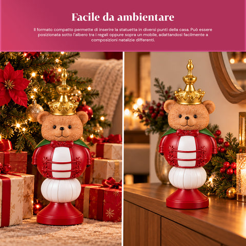 Estatueta de Natal de 35 cm em resina, decoração de Natal com Pai Natal, soldadinho quebra-nozes e ursinho, vermelho ou branco, interior e exterior