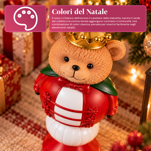 Estatueta de Natal de 35 cm em resina, decoração de Natal com Pai Natal, soldadinho quebra-nozes e ursinho, vermelho ou branco, interior e exterior