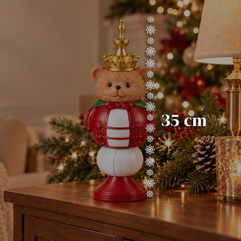 Estatueta de Natal de 35 cm em resina, decoração de Natal com Pai Natal, soldadinho quebra-nozes e ursinho, vermelho ou branco, interior e exterior