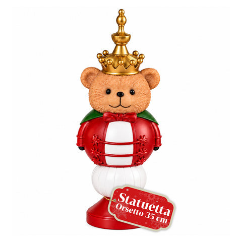 Estatueta de Natal de 35 cm em resina, decoração de Natal com Pai Natal, soldadinho quebra-nozes e ursinho, vermelho ou branco, interior e exterior