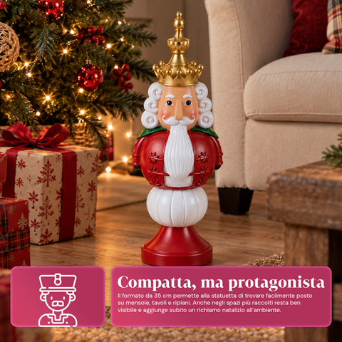 Estatueta de Natal de 35 cm em resina, decoração de Natal com Pai Natal, soldadinho quebra-nozes e ursinho, vermelho ou branco, interior e exterior
