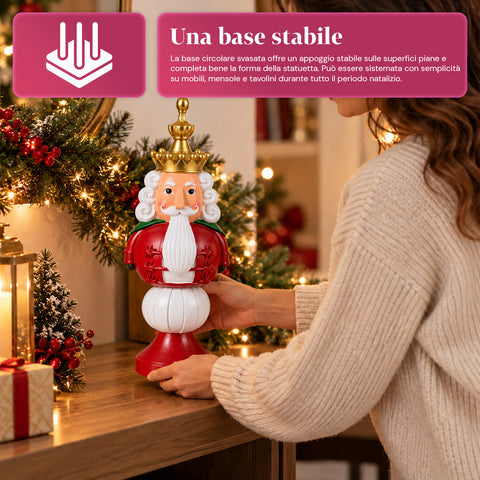 Estatueta de Natal de 35 cm em resina, decoração de Natal com Pai Natal, soldadinho quebra-nozes e ursinho, vermelho ou branco, interior e exterior