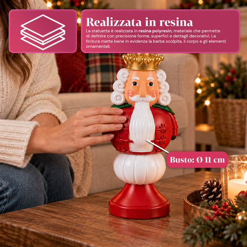 Estatueta de Natal de 35 cm em resina, decoração de Natal com Pai Natal, soldadinho quebra-nozes e ursinho, vermelho ou branco, interior e exterior