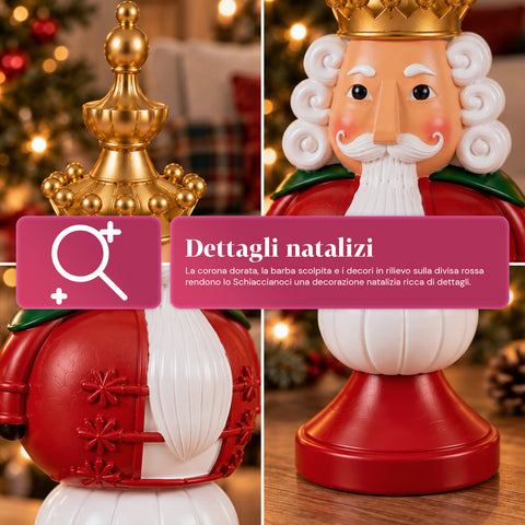 Estatueta de Natal de 35 cm em resina, decoração de Natal com Pai Natal, soldadinho quebra-nozes e ursinho, vermelho ou branco, interior e exterior
