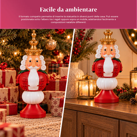 Estatueta de Natal de 35 cm em resina, decoração de Natal com Pai Natal, soldadinho quebra-nozes e ursinho, vermelho ou branco, interior e exterior