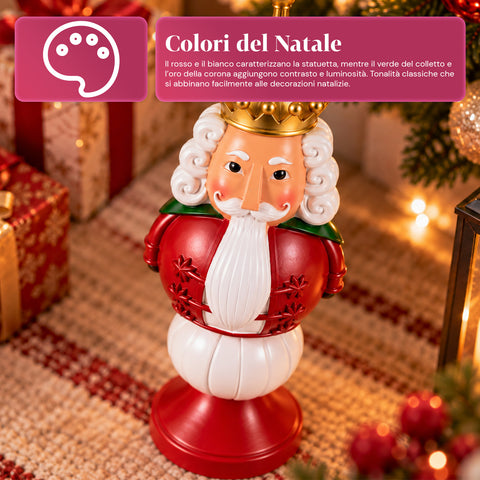 Estatueta de Natal de 35 cm em resina, decoração de Natal com Pai Natal, soldadinho quebra-nozes e ursinho, vermelho ou branco, interior e exterior