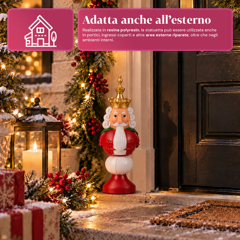 Estatueta de Natal de 35 cm em resina, decoração de Natal com Pai Natal, soldadinho quebra-nozes e ursinho, vermelho ou branco, interior e exterior