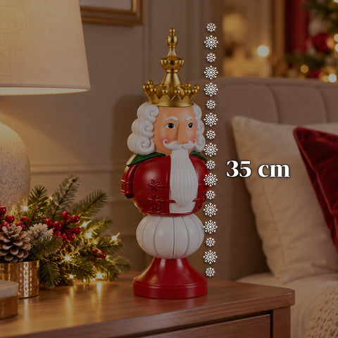 Estatueta de Natal de 35 cm em resina, decoração de Natal com Pai Natal, soldadinho quebra-nozes e ursinho, vermelho ou branco, interior e exterior