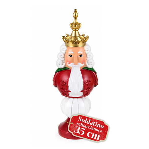 Estatueta de Natal de 35 cm em resina, decoração de Natal com Pai Natal, soldadinho quebra-nozes e ursinho, vermelho ou branco, interior e exterior