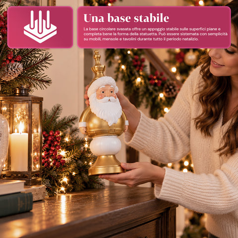 Estatueta de Natal de 35 cm em resina, decoração de Natal com Pai Natal, soldadinho quebra-nozes e ursinho, vermelho ou branco, interior e exterior