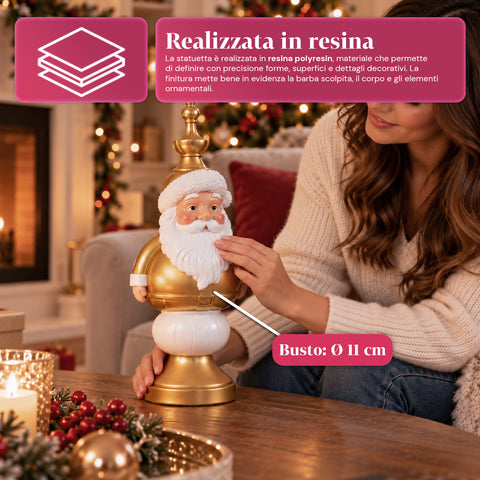 Estatueta de Natal de 35 cm em resina, decoração de Natal com Pai Natal, soldadinho quebra-nozes e ursinho, vermelho ou branco, interior e exterior