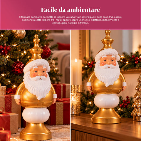 Estatueta de Natal de 35 cm em resina, decoração de Natal com Pai Natal, soldadinho quebra-nozes e ursinho, vermelho ou branco, interior e exterior