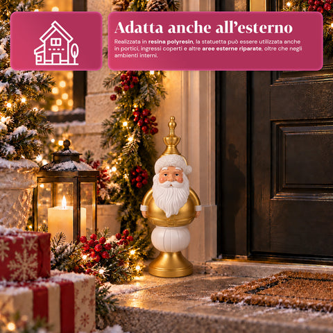 Estatueta de Natal de 35 cm em resina, decoração de Natal com Pai Natal, soldadinho quebra-nozes e ursinho, vermelho ou branco, interior e exterior